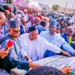 Shettima, Adamu and Sule during commissioning of projects in Nasarawa State