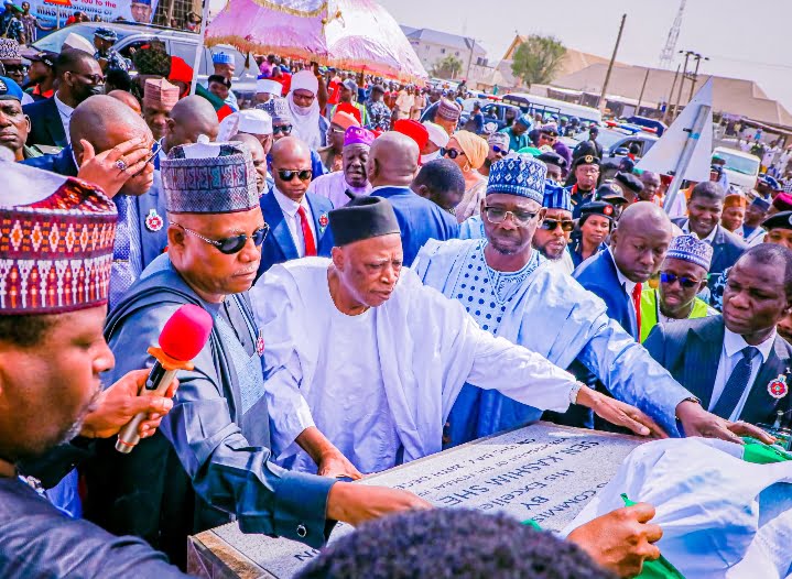 Shettima, Adamu and Sule during commissioning of projects in Nasarawa State