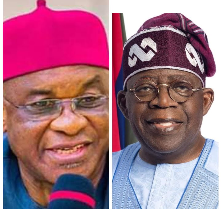 Former President of the Senate, Senator David Mark and President Bola Ahmed Tinubu