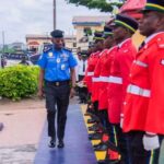 The Commissioner of Police (CP), Kogi State Command, Mr Bethrand Onuoha inspecting guard of homour in Command headquarters Lokoja