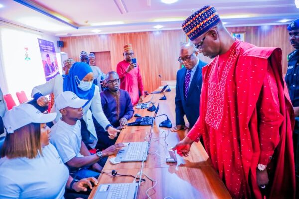 Nasarawa State Governor, Engineer Abdullahi A Sule during official unveiling the Nasarawa State Payroll System Upgrade, at a ceremony at the Government House, on Tuesday.