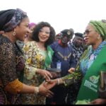 The wife of Abia state Governor, Mrs. Priscilla Otti (L) and Wife of the President, Senator Oluremi Tinubu