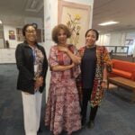 The Assistant Secretary General of the United Nations who also doubles as the UNDP Assistant Administrator and Director Regional Bureau for Africa, Ms. Ahunna Eziakonwa-Onochie (m), Mrs. Priscilla Otti (R) and aide