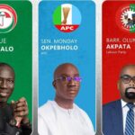 Dr. Asue Ighodalo (PDP), Sen. Monday Okpebholo (APC) and Barr. Olumide Akpata of LP