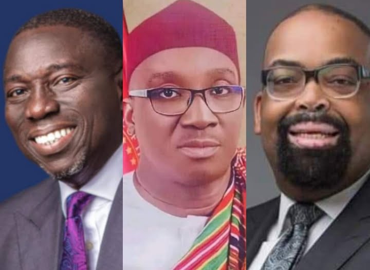 Dr. Asue Ighodalo (PDP), Sen. Monday Okpebholo (APC) and Barr. Olumide Akpata of LP