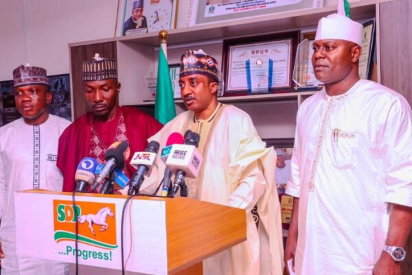 National Chairman of Social Democrat Party (SDP), Shehu Musa Gabam and Nasarawa Assembly caucus of SDP