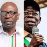 Former Edo State former governorship candidate, Pastor Osagie Ize-Iyamu ( POI) and Former Edo State Governor, Senator Adams Oshiomhole