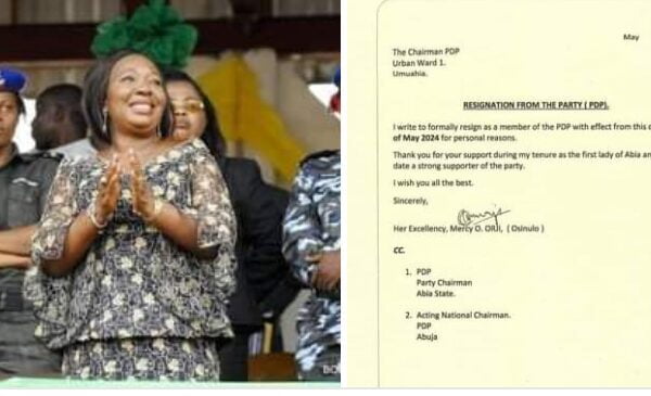Ex-Abia First Lady, Mercy Orji resigns from PDP