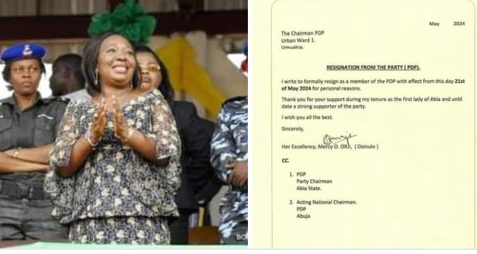 Ex-Abia First Lady, Mercy Orji resigns from PDP
