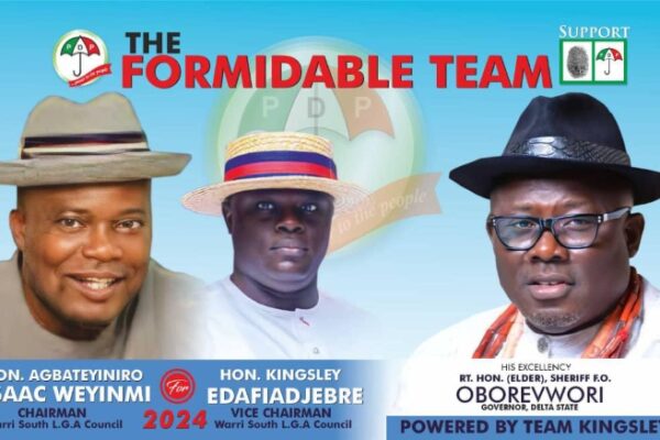 RT Hon Kingsley Edafiadjebre, the PDP Vice Chairmanship Candidate of Warri South Local Government Area