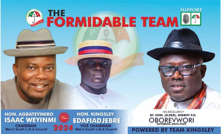 RT Hon Kingsley Edafiadjebre, the PDP Vice Chairmanship Candidate of Warri South Local Government Area