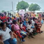 The Executive Director of Children Impact And Development Initiative (CIADI) Dr Mrs Adetoun Dally during sensitization programme at Kango community in Kuje area council of the FCT on Saturday.