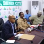Former State Vice chairman of the All Progressives Congress (APC) in Edo State, Chief Francis Inegbeniki during press briefing in Benin city, Edo State
