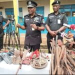 Edo State Commissioner of Police, Funsho Adeboye and other officers during press briefing at the State command Benin City