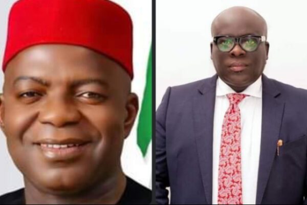 The Governor of Abia State, Dr Alex Otti, OFR, and foremost financial expert, Chief Hon Obinna Oriaku (Ekwedike)