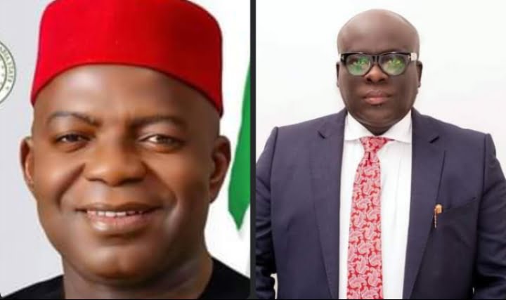 The Governor of Abia State, Dr Alex Otti, OFR, and foremost financial expert, Chief Hon Obinna Oriaku (Ekwedike)