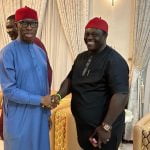 Former Delta State Governor, Sen. Dr. Arthur Ifeanyi Okowa and RT Hon Kingsley Edafiadjebre, the People's Democratic Party, PDP, Vice Chairmanship Candidate for Warri South Local Government Area