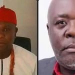 Former presidential hopeful, Chief CBN Onwusoanya Ezendigbo and the National Chairman of the All Progressives Grand Alliance (APGA), Chief Edozie Njoku