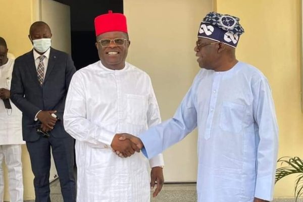 Minister of works, Engr. Dave Umahi and President Bola Ahmed Tinubu