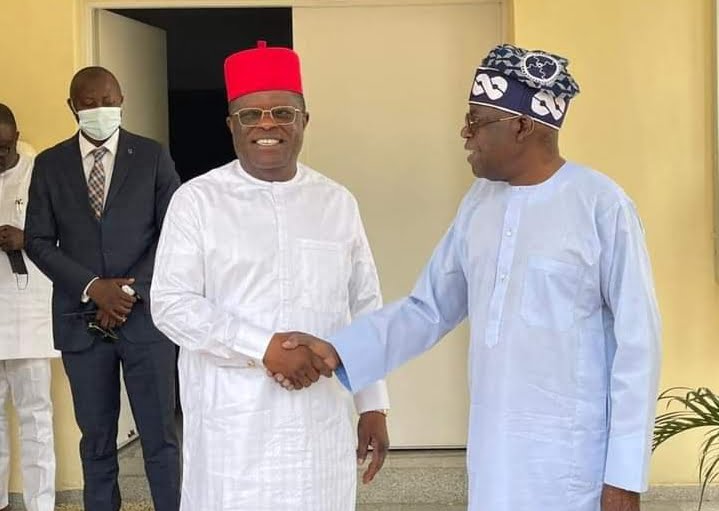 Minister of works, Engr. Dave Umahi and President Bola Ahmed Tinubu