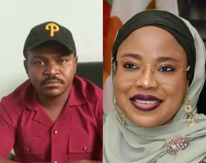 Chairman, Kogi State chapter of NYCN, Comrade Benjamin Jeremiah Ojodale and Former Minister of State FCT and Chairman board Nigerian Civil Aviation Authority, NCAA, Hajiya (Dr.) Ramatu Tijani Aliyu