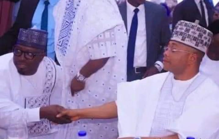 Philanthropist Abdulrafiu Yakubu exchange pleasantry with Kogi State Governor, Alhaji Ahmed Usman Ododo