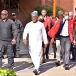 Former Kogi State Governor Yahaya Bello, his lawyers and EFCC officials heading to Federal High Court, FCT