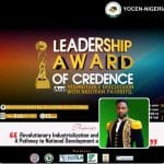 YOCEN-Nigeria will honor Dr. Apollos Whizzkid for Societal Transformation award.