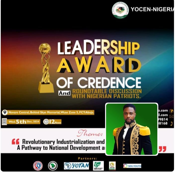 YOCEN-Nigeria will honor Dr. Apollos Whizzkid for Societal Transformation award.