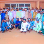 Nasarawa State House of Assembly Speaker, Rt. Hon. Danladi Jatau in a group photograph with 13 LG Legislators and their principal of