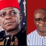 Abia State Governor, Mr. Alex Otti and Chief Uche Aguoru, public affairs analyst