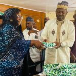 Hajiya Hauwa Ahmed Yahaya, wife of the Executive Chairman of Toto Local Government Area (L) and Executive chairman of Toto LGC, Pharmacist Ahmed Baba Yahaya