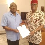 former Senate President, Senator David Bonaventure Mark. GCON (Left ) and Permanent Secretary, National Assembly, Dr Obasi David Ukoha