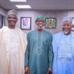 Nasarawa State Governor, Abdullahi Sule, Minister of Solid Minerals Development, Dele Alake and Minister of Defence, Mohammed Badaru Abubakar