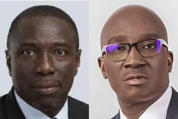 Asue Ighadalo, the PDP Governorship Candidate for Edo State and Senator Monday Okpeb, the Executive Governor of Edo State