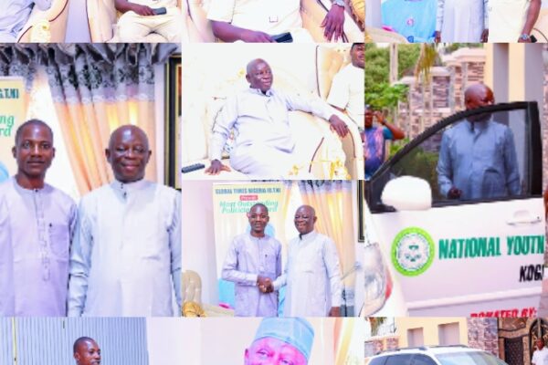 Images of Rt. Hon Ibrahim Abdullahi Balarabe with Kogi State Chairman of the National Youth Council of Nigeria (NYCN) and Yahaya Idris, the CEO of Global Times Nigeria