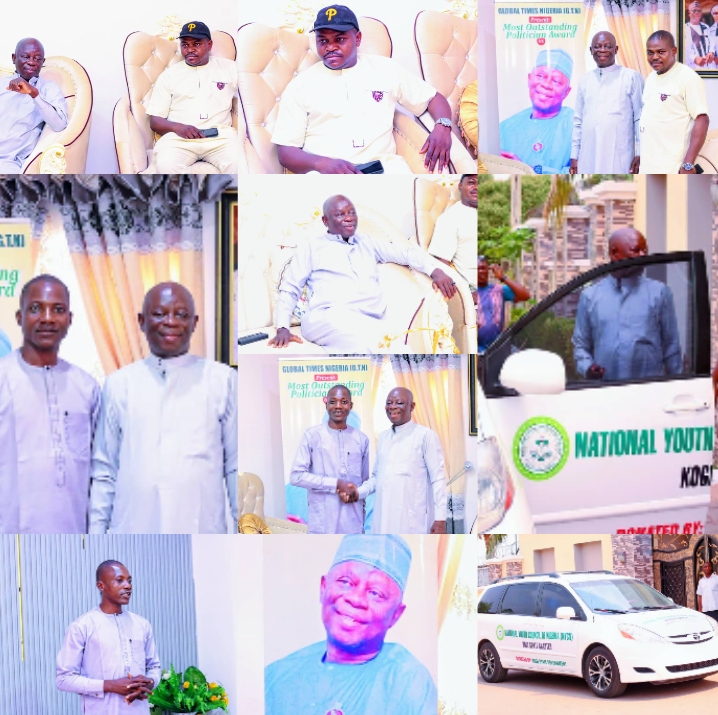 Images of Rt. Hon Ibrahim Abdullahi Balarabe with Kogi State Chairman of the National Youth Council of Nigeria (NYCN) and Yahaya Idris, the CEO of Global Times Nigeria