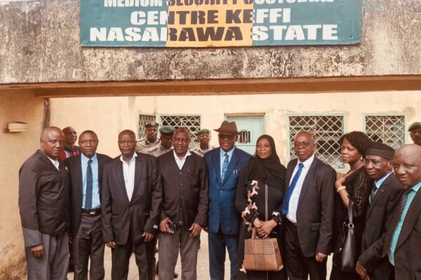 The FCT high court chief Judge with Nasarawa state high court judges during the routine prison visit in Keffi.