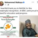 Alhaji Musa Muhammed Maikaya Acknowledges Award of Excellence from NASSA