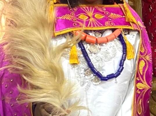 Chief Mrs. Barbara Eleojo Jitoboh as the IYE IGANYA ETEMAHI