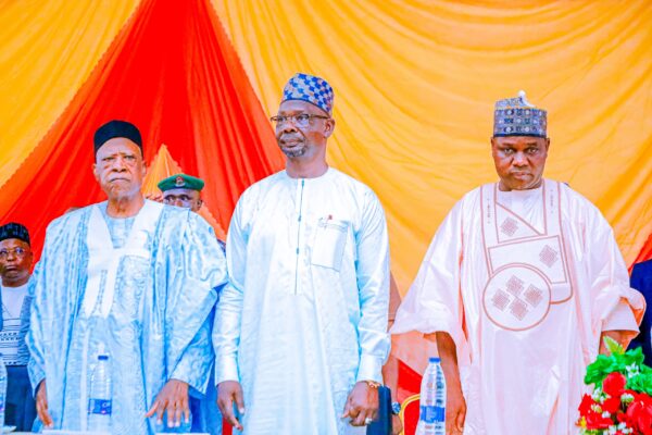 From Right, Senator Abdullahi Adamu, Governor Abdullahi Sule and Speaker of Nasarawa State House of Assembly, Rt. Hon Danladi Jatau