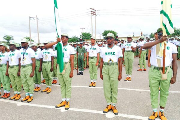 Corps member on a stand still parade during the closing ceremony of Batch A stream two orientation course.