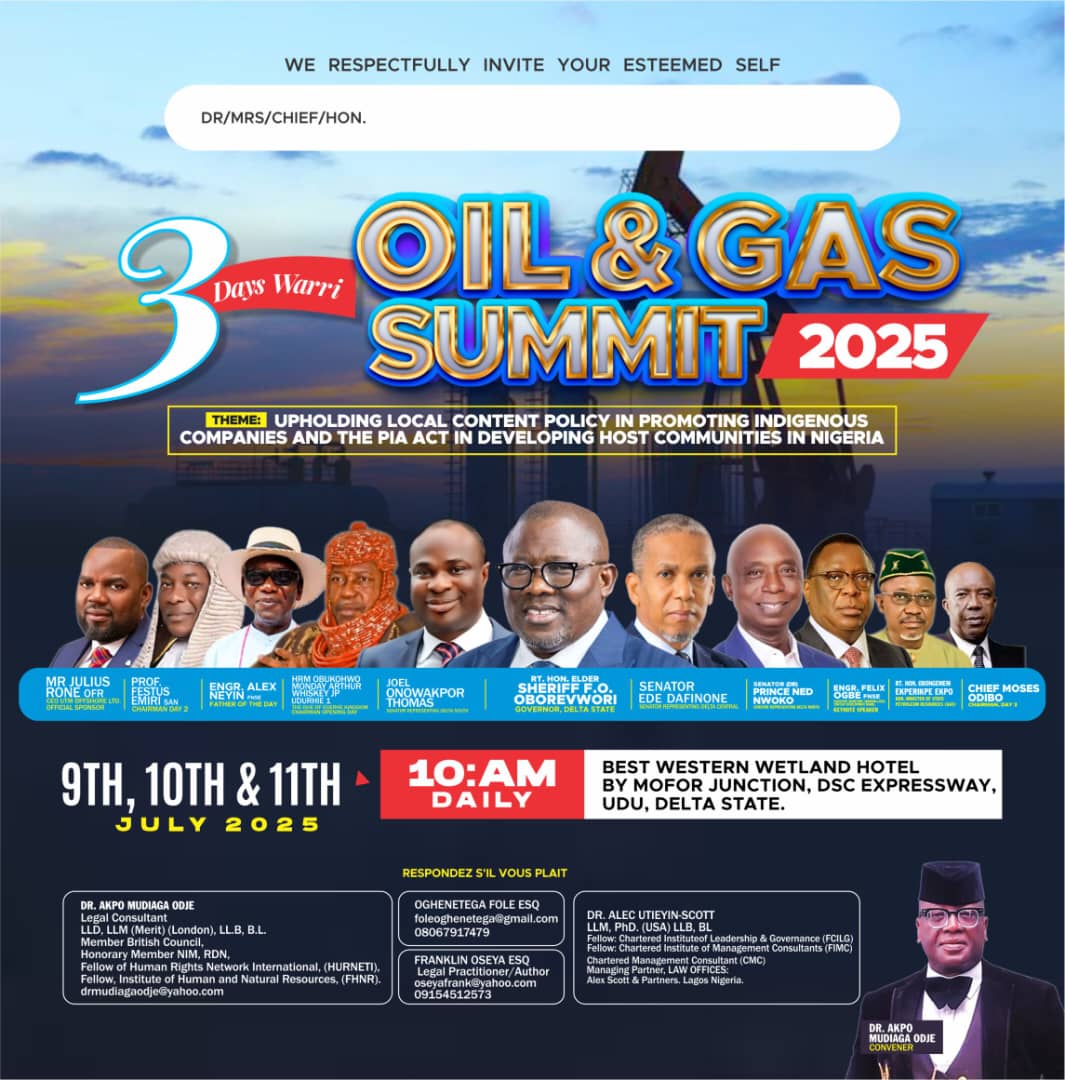 Warri Oil & Gas Summit 2025 Set to Hold in Delta State