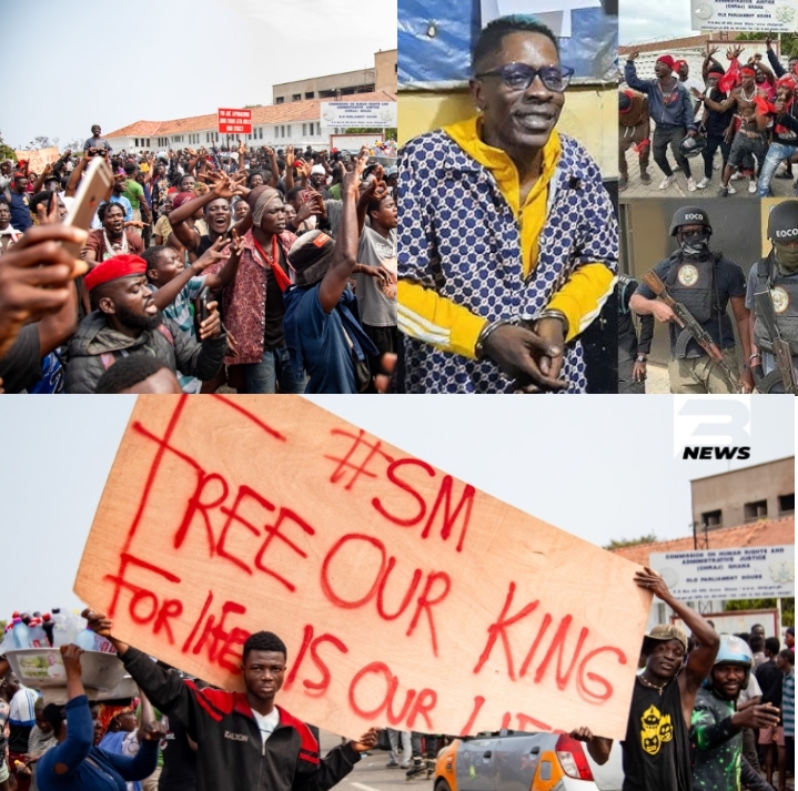 Shatta Wale's fans protest his detention at EOCO's office