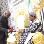 Benue State Governor Hyacinth Alia (L) and Tor Tiv, Professor James Ayatse