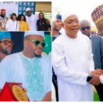 Kogi State Governor, HE Ahmed Usman Ododo in a handshake with Chief Richard Asaje
