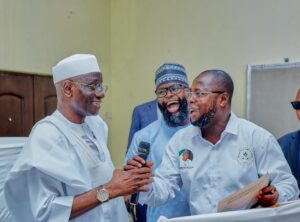 Senator Ahmed Aliyu Wadada representing Nasarawa West District and Comrade Muhammad Ja'afar Loko, Chairman of National Youth Council of Nigeria (NYCN), Nasarawa State chapter 
