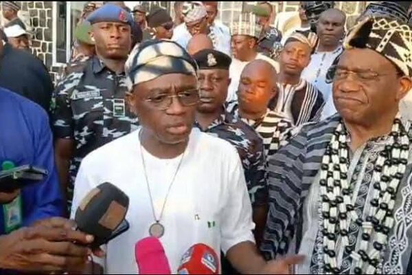 Benue State Governor, Rev. Fr. Hyacinth Alia and Tor Tiv, Professor James Ayatse