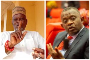 Chief Richard Asaje (L), Sen. Sunday Karimi (R)