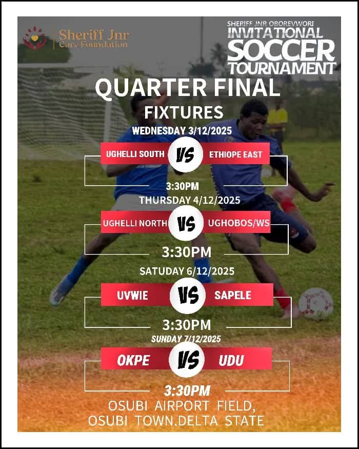 Sheriff Junior Oborevwori Invitational: Delta Central’s Football Furnace Heats Up as Quarterfinals Kick Off